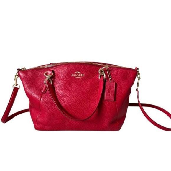 Coach Madison Prairie Red Pebbled Leather Satchel Bag Purse - Picture 1 of 14